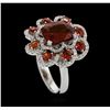 Image 4 : 3.89 ctw Red Spinel, Garnet and Diamond Ring - 14KT White Gold