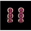 Image 1 : 1.17 ctw Ruby and Diamond Earrings - 14KT Rose Gold