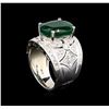 Image 4 : 14KT White Gold 6.63 ctw Emerald and Diamond Ring