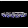 Image 1 : 14KT White Gold 25.66 ctw Tanzanite and Diamond Bracelet