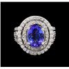 Image 2 : 3.65 ctw Tanzanite and Diamond Ring - 14KT White Gold