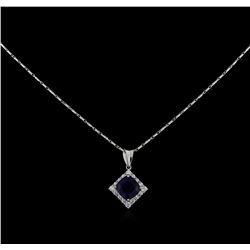 18KT White Gold 3.18 ctw Sapphire and Diamond Pendant With Chain