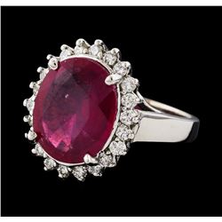 6.53 ctw Ruby and Diamond Ring - 14KT White Gold