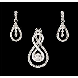 0.54 ctw Diamond Pendant and Earrings - 10KT White Gold