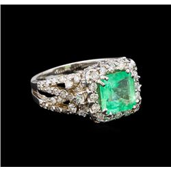 14KT White Gold 2.31 ctw Emerald and Diamond Ring