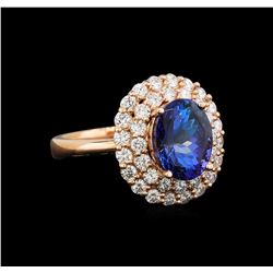 14KT Rose Gold 2.93 ctw Tanzanite and Diamond Ring