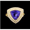 Image 2 : 14KT Yellow Gold 4.45 ctw Tanzanite and Diamond Ring