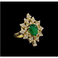 14KT Yellow Gold 1.82 ctw Emerald and Diamond Ring