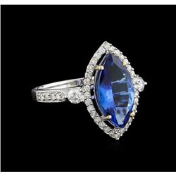 14KT White Gold 3.02 ctw Tanzanite and Diamond Ring