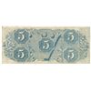 Image 2 : 1863 $5 The Confederate States of America Note T-60 CC