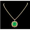 Image 1 : 36.24 ctw Emerald and Diamond Pendant W/ Chain - 18KT Two-Tone Gold GIA Certifie