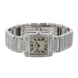 Cartier 18KT White Gold 5.00 ctw Diamond Tank Francaise Watch