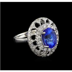 14KT White Gold 3.03 ctw Tanzanite and Diamond Ring