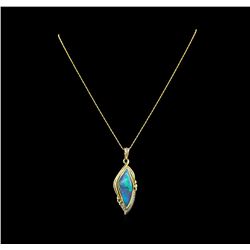 14KT Yellow Gold 11.00 ctw Opal and Diamond Pendant With Chain