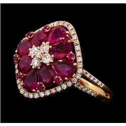 2.74 ctw Ruby and Diamond Ring - 18KT Rose Gold