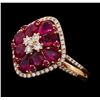 Image 1 : 2.74 ctw Ruby and Diamond Ring - 18KT Rose Gold