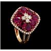 Image 4 : 2.74 ctw Ruby and Diamond Ring - 18KT Rose Gold