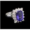 Image 1 : 14KT White Gold 3.90 ctw Tanzanite and Diamond Ring