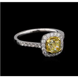 18KT White Gold 1.56 ctw Fancy Yellow Diamond Ring