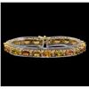 Image 1 : 14KT Yellow Gold 15.58 ctw Multicolor Sapphire and Diamond Bracelet