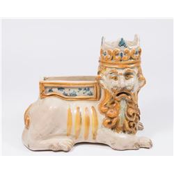 Pottery Planter Lion with Crown