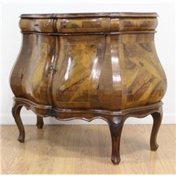 Italian Walnut Ribbon-Front Commode