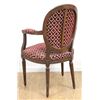 Image 4 : Pair Louis XVI Style Upholstered Walnut Armchairs