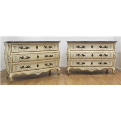Pair Ribbon Front Bombe John Widdicomb Commodes