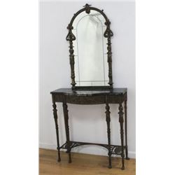 :Oscar Bach Style Metal Console & Mirror
