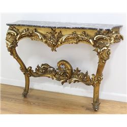 :Louis XV Style Giltwood Marble Top Console
