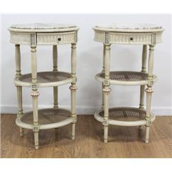 3-Tier Paint-Decorated Oval Side Tables