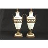 Image 2 : :Pair of Bisque Lamps with Brass Mounts