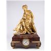 Image 1 : Rouge Marble Clock with Signed Bronze Figure