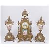 Image 1 : 3-Piece French Gilt Metal & Porcelain Clock Set