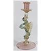 Image 3 : Pair Venetian Gilt Pink & Green Glass Candlesticks