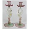 Image 1 : Pair Venetian Colored Glass Candlesticks