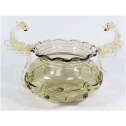 Venetian Gilt Smoked Glass Dragon Bowl