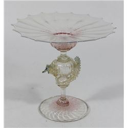 Venetian Gilt Blue & Pink Salamander Compote