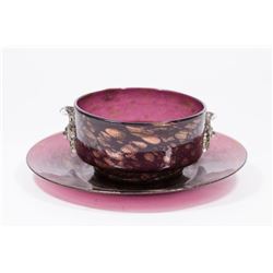 Venetian Plum & Aventurine Glass Bowl & Plate