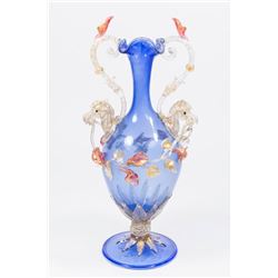 Venetian Gilt Blue & Colored Glass Vase