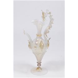 Venetian Gilt Opaline to Clear Glass Ewer