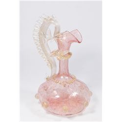 Venetian Gilt Mottled Pink Glass Dragon Ewer