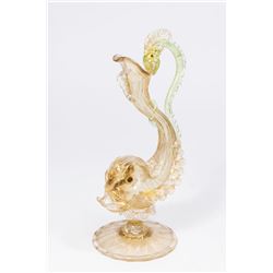 Venetian Gilt Smoked Glass Dolphin & Serpent Ewer