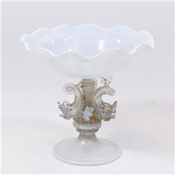 Small Venetian Swivel Opaline Glass Dolphin Coupe