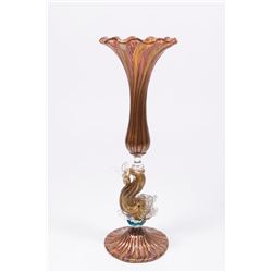 Venetian Swirl Aventurine Glass Dolphin Vase