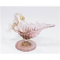 Venetian Gilt Purple Glass Swan Sauce Boat