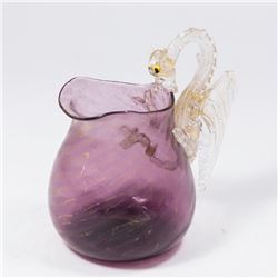 Small Venetian Gilt Purple Glass Dragon Pitcher