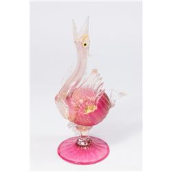 Venetian Gilt Pink Exotic Bird Bud Vase