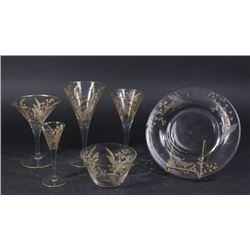 :Set of 55 Gold Decorated Glasses, Bowls, & Plates