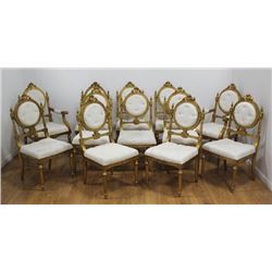 :12 Neoclassic Style Giltwood Dining Chairs